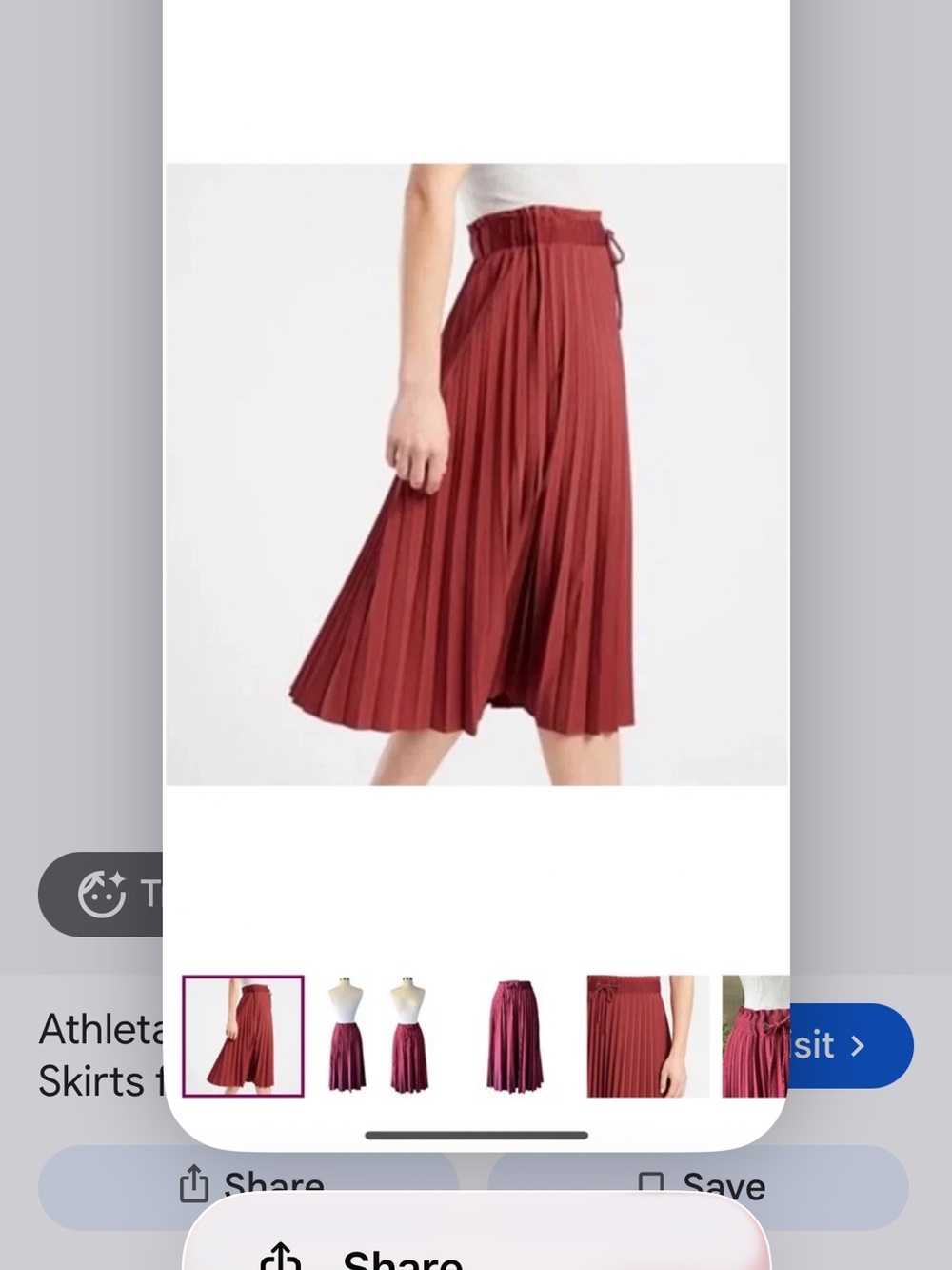 Athleta Pleated Midi Skirt in Deep Red - Elastic Waist Worn once